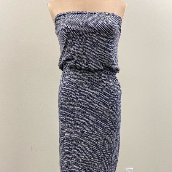 Joie Dalila blue and white geometric‎ Printed Strapless Maxi Dress - Picture 4 of 10